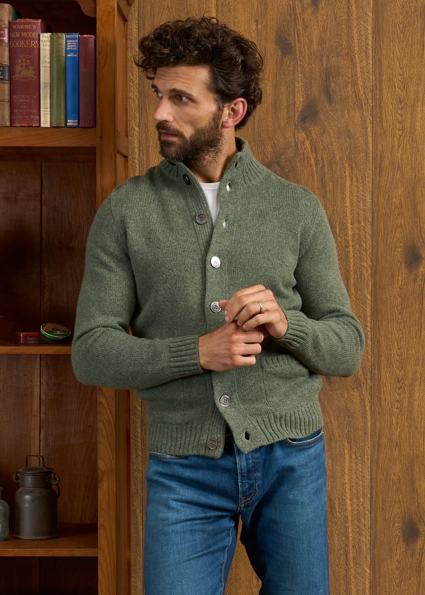 Landford Men's Lambswool Buttoned Jumper In Landscape - Regular Fit