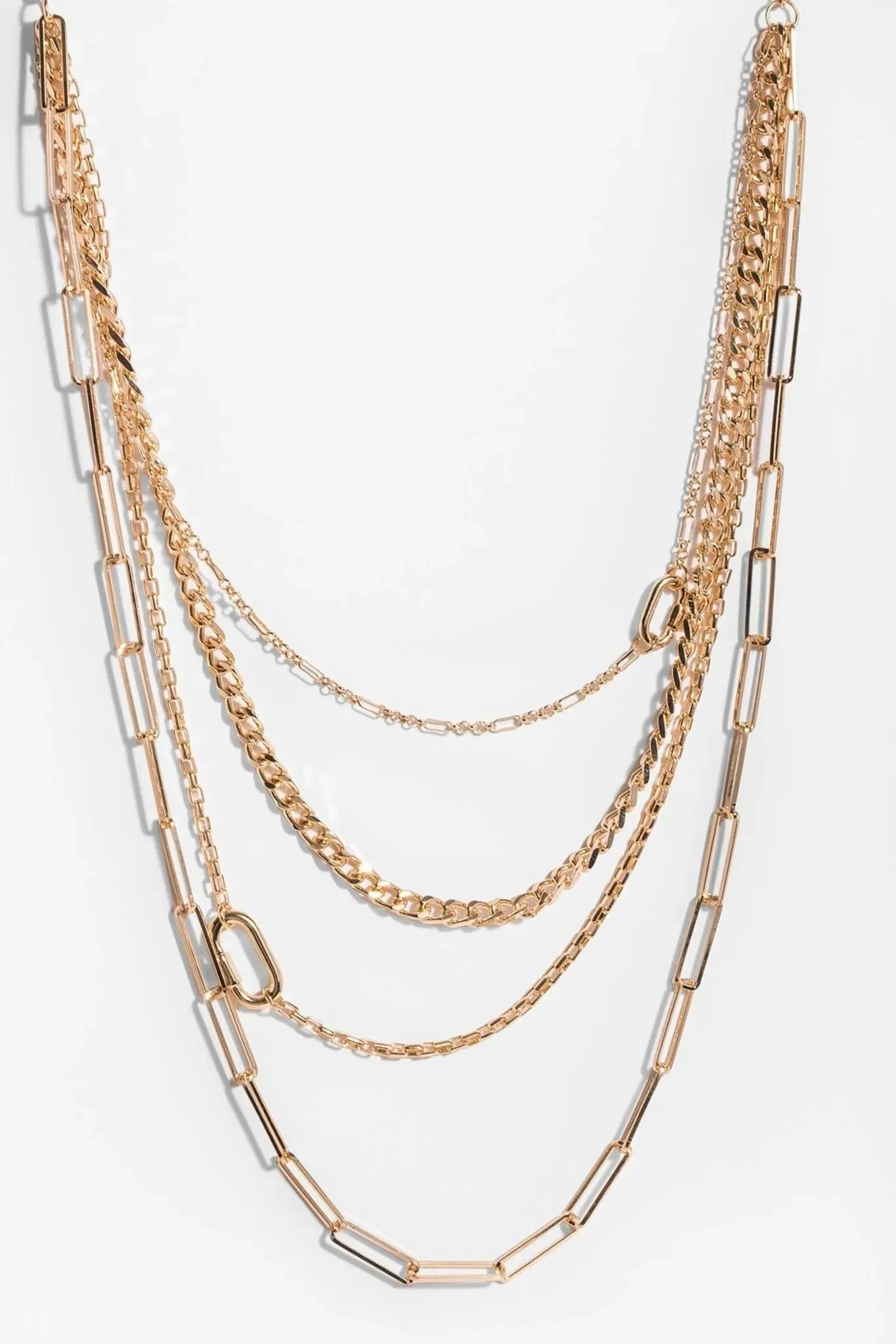 Layered Gold Chain Multi Necklace