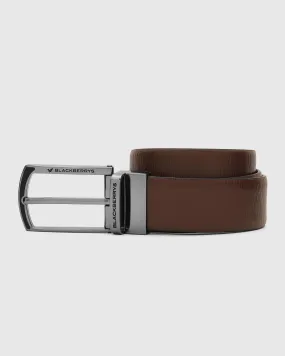 Leather Reversible Brown & Tan Textured Belt - Turtles