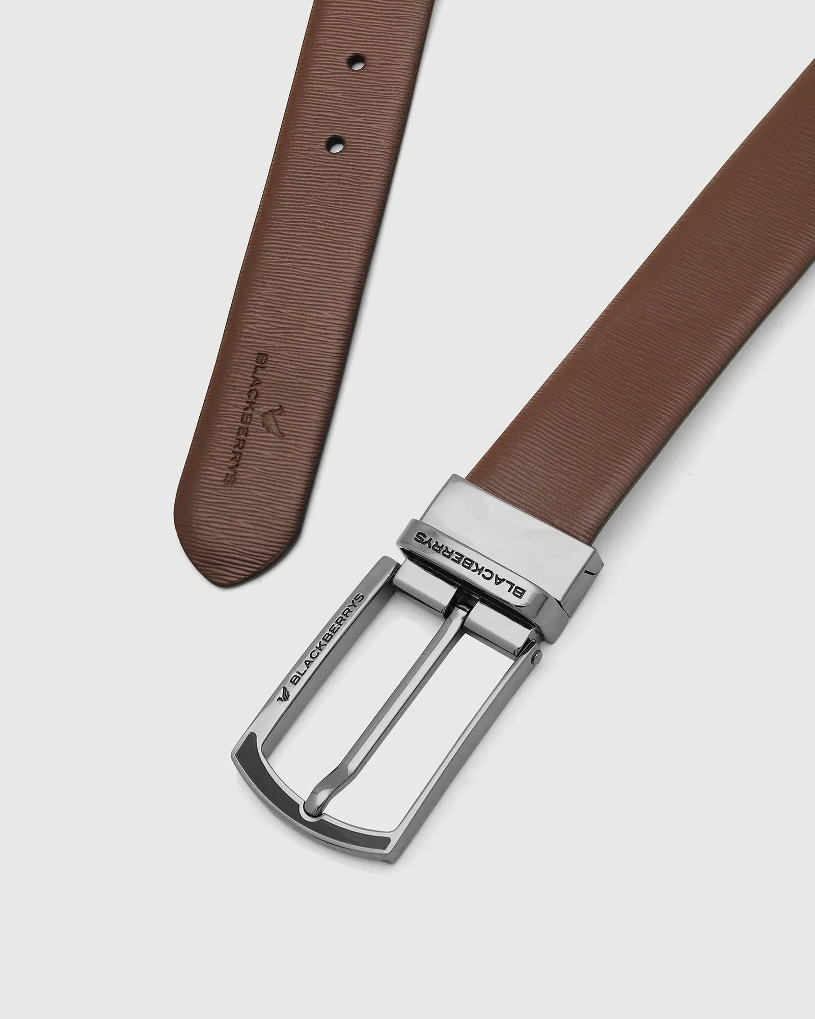 Leather Reversible Brown & Tan Textured Belt - Turtles