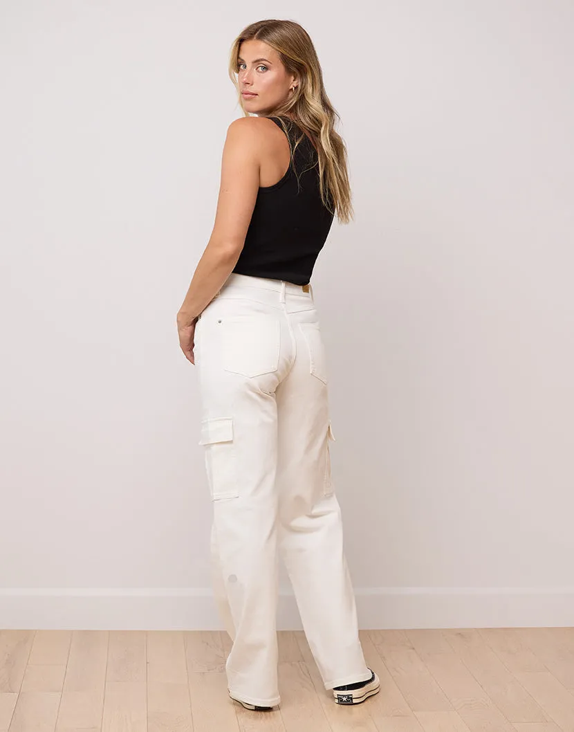 LILY WIDE LEG JEANS / PEARL WHITE CARGO