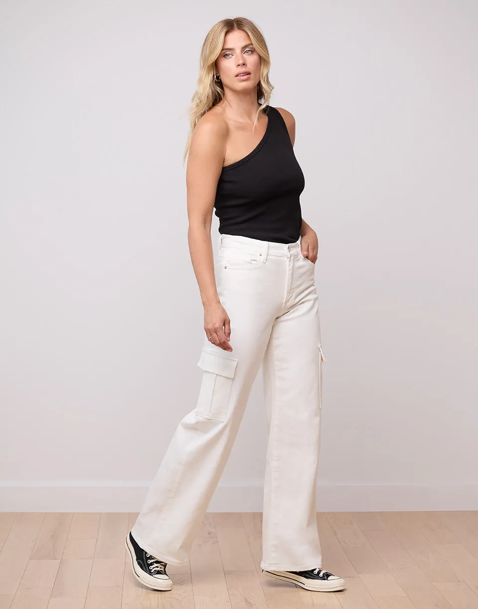 LILY WIDE LEG JEANS / PEARL WHITE CARGO