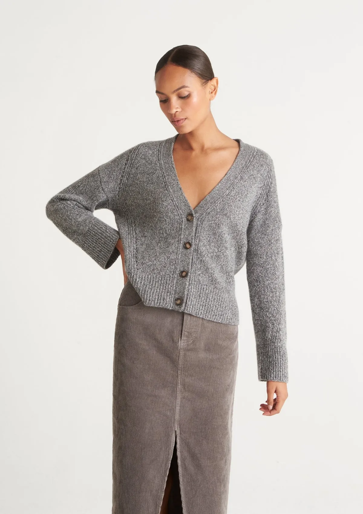 Lofty Cashmere Cardigan in Canyon Grey