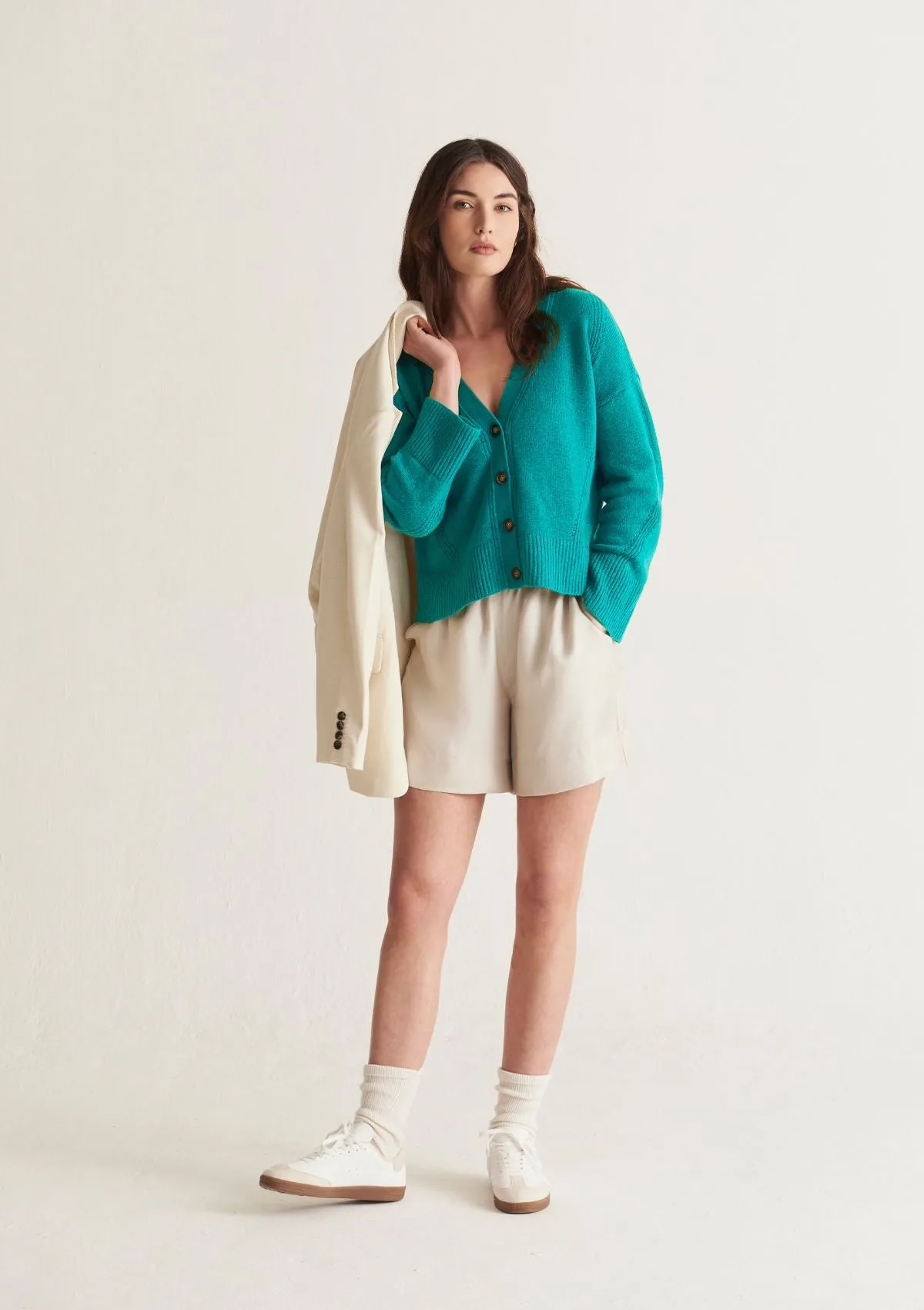 Lofty Cashmere Cardigan in Emerald Green