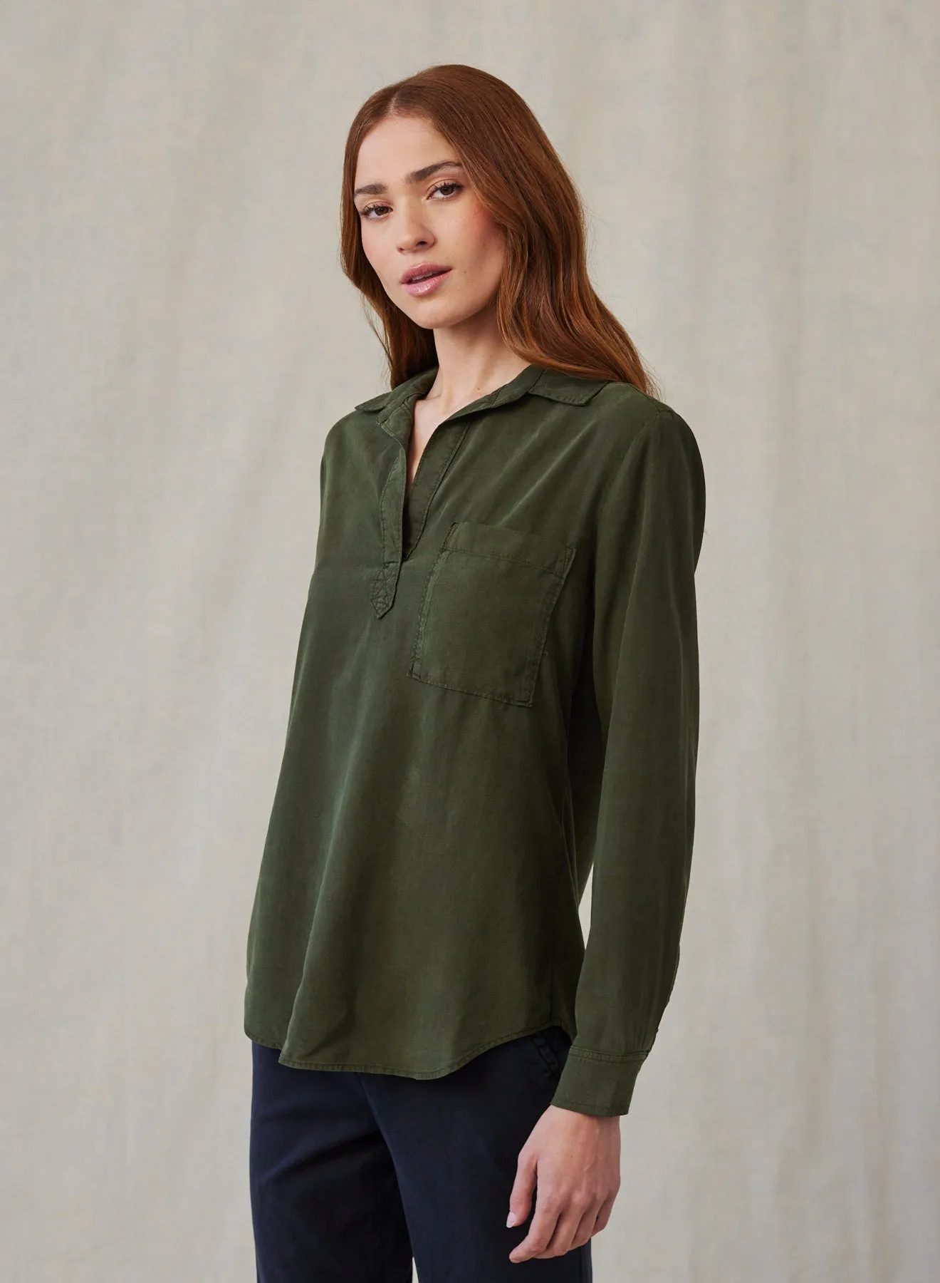 Long Sleeve Pullover Tunic - Italian Herb