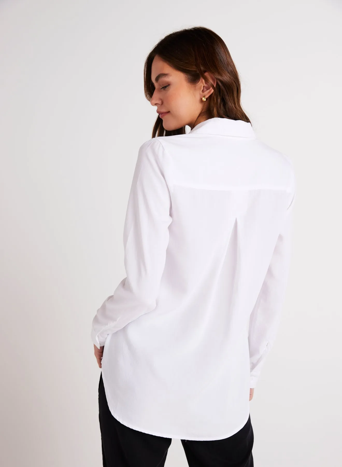 Long Sleeve Pullover Tunic - White