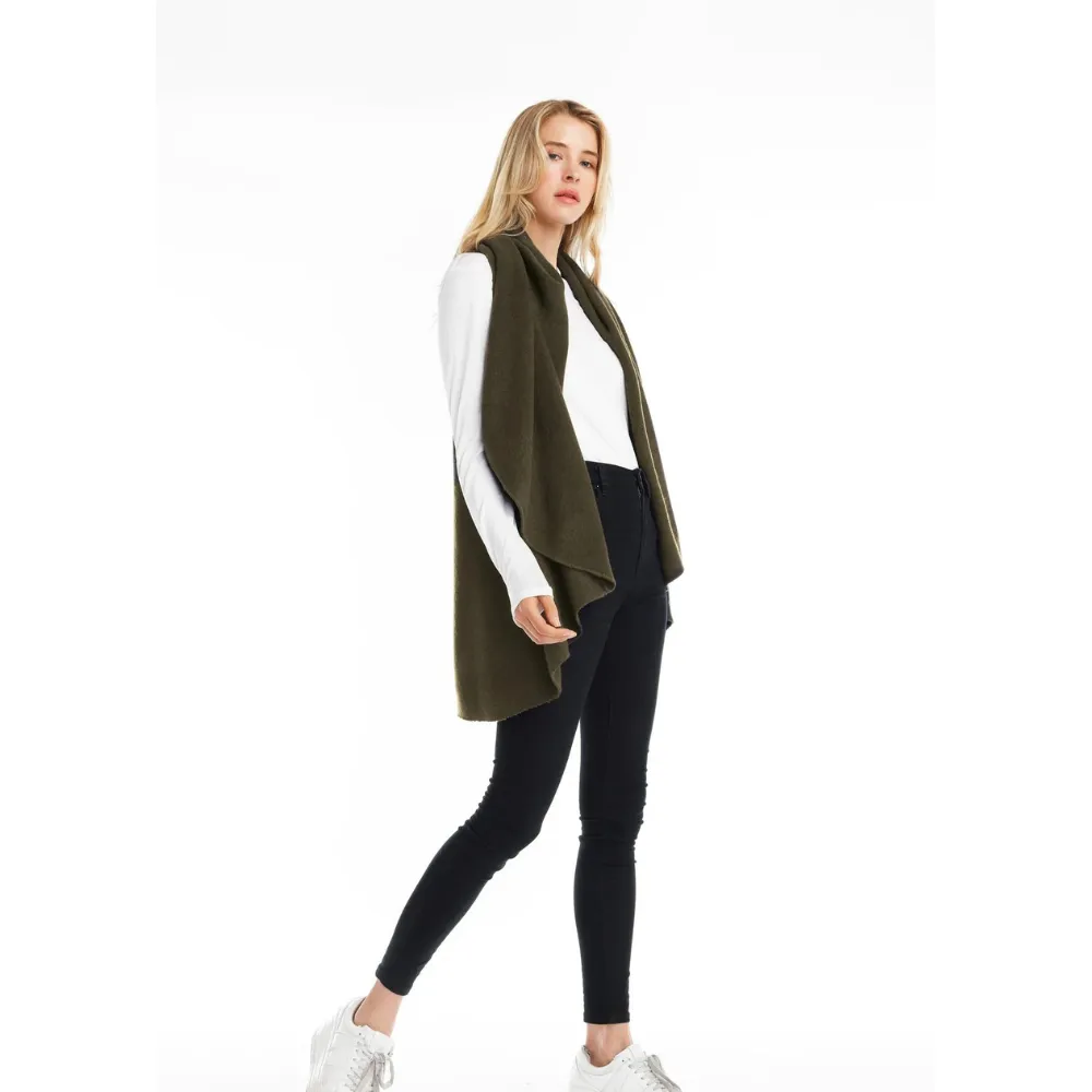 Look By M Basic Shawl Vest Olive