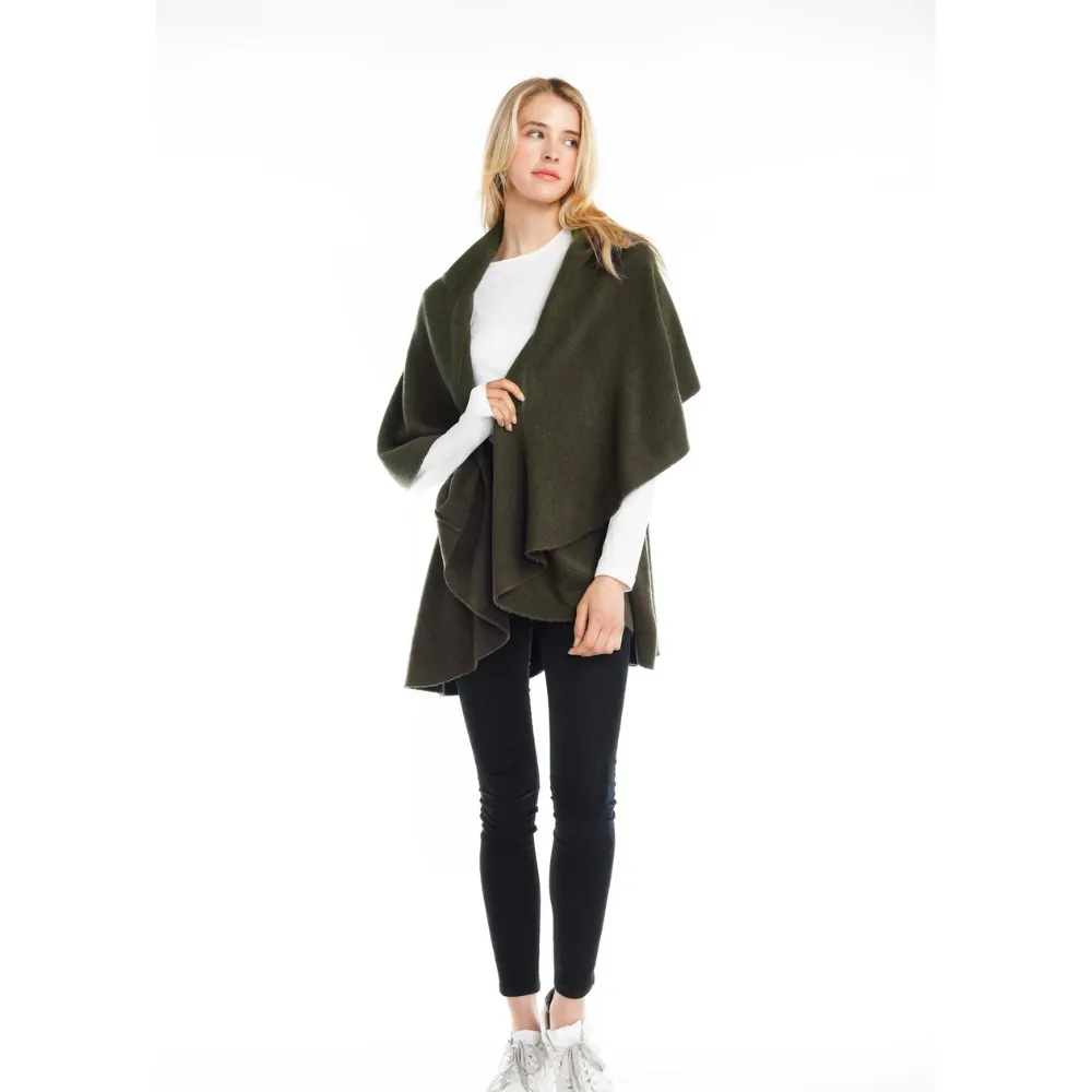 Look By M Basic Shawl Vest Olive