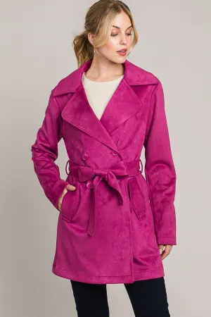 Love Me Like You Do Suede Double Breasted Trench Coat