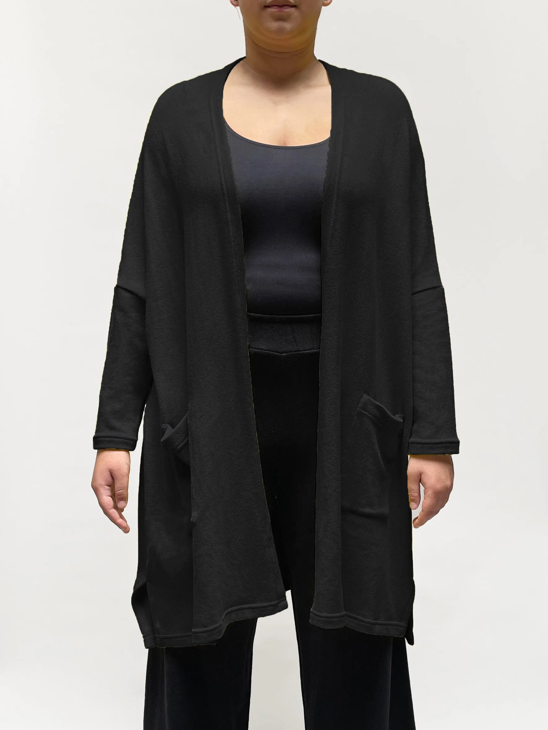 MAMA B - Cozy Knit Onesize Open Cardigan in Black