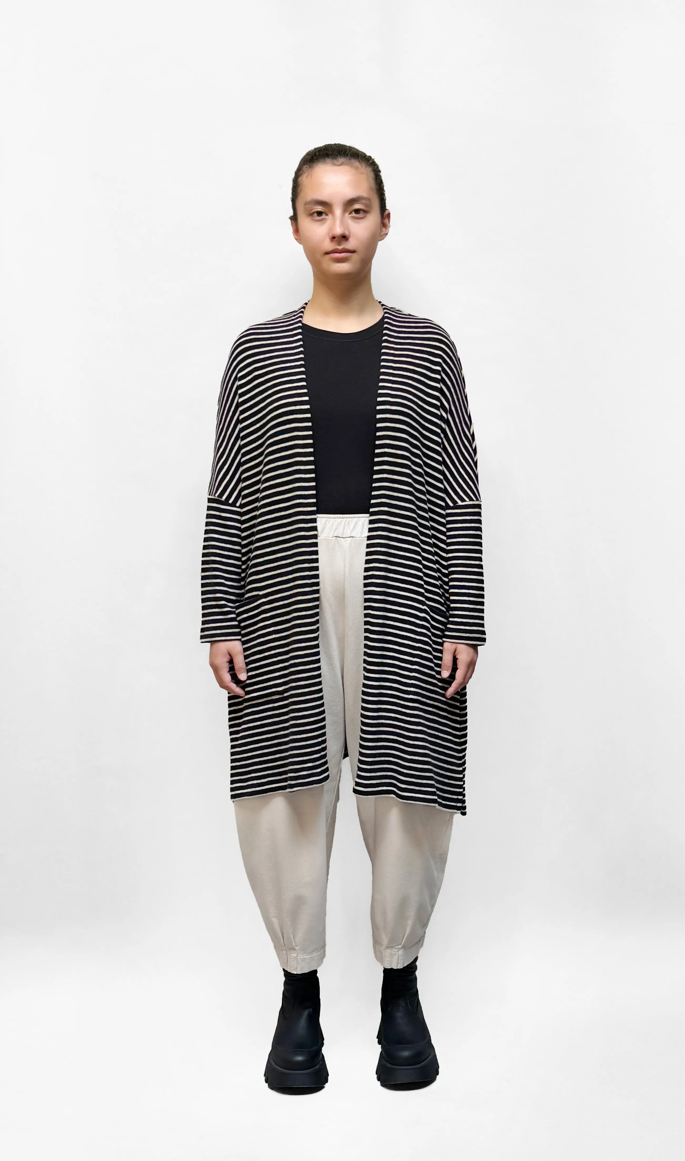 MAMA B -  Cozy Knit Onesize Open Cardigan in Stripes