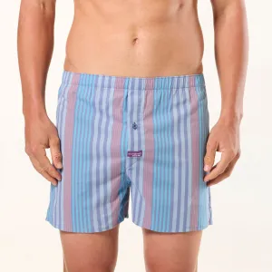 Men's Ballarat Stripe Cotton Stretch Boxer Shorts - Blue