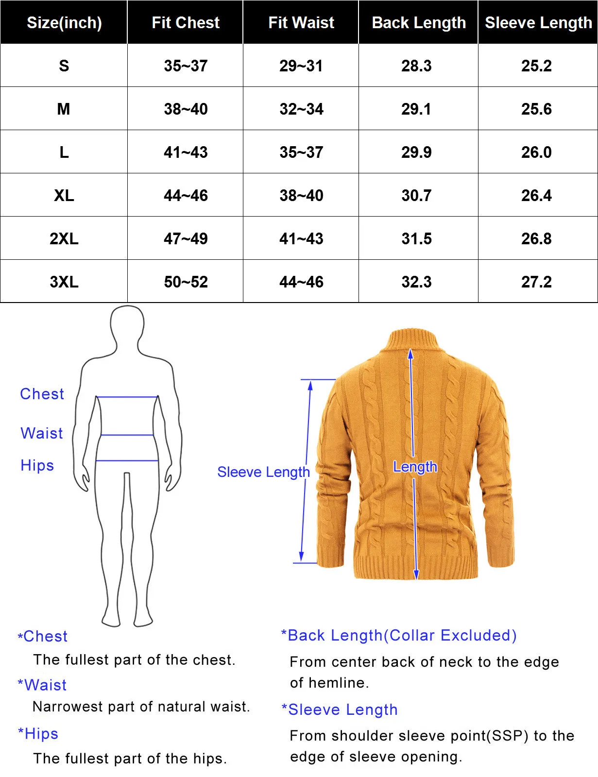 Men's Cardigan with Button Closure, Cable Knit Cardigan with Ribbed Stand-Up Collar for Autumn Winter