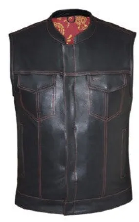 Men's Leather Vest with Red/Gold Paisley Lining 6668.00 MV PS