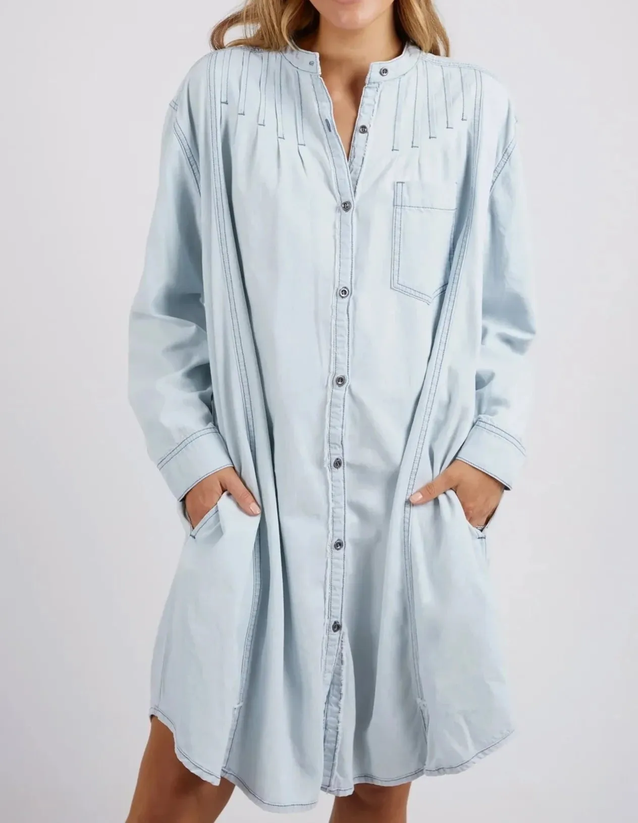 MICHA DRESS - Light Blue Denim