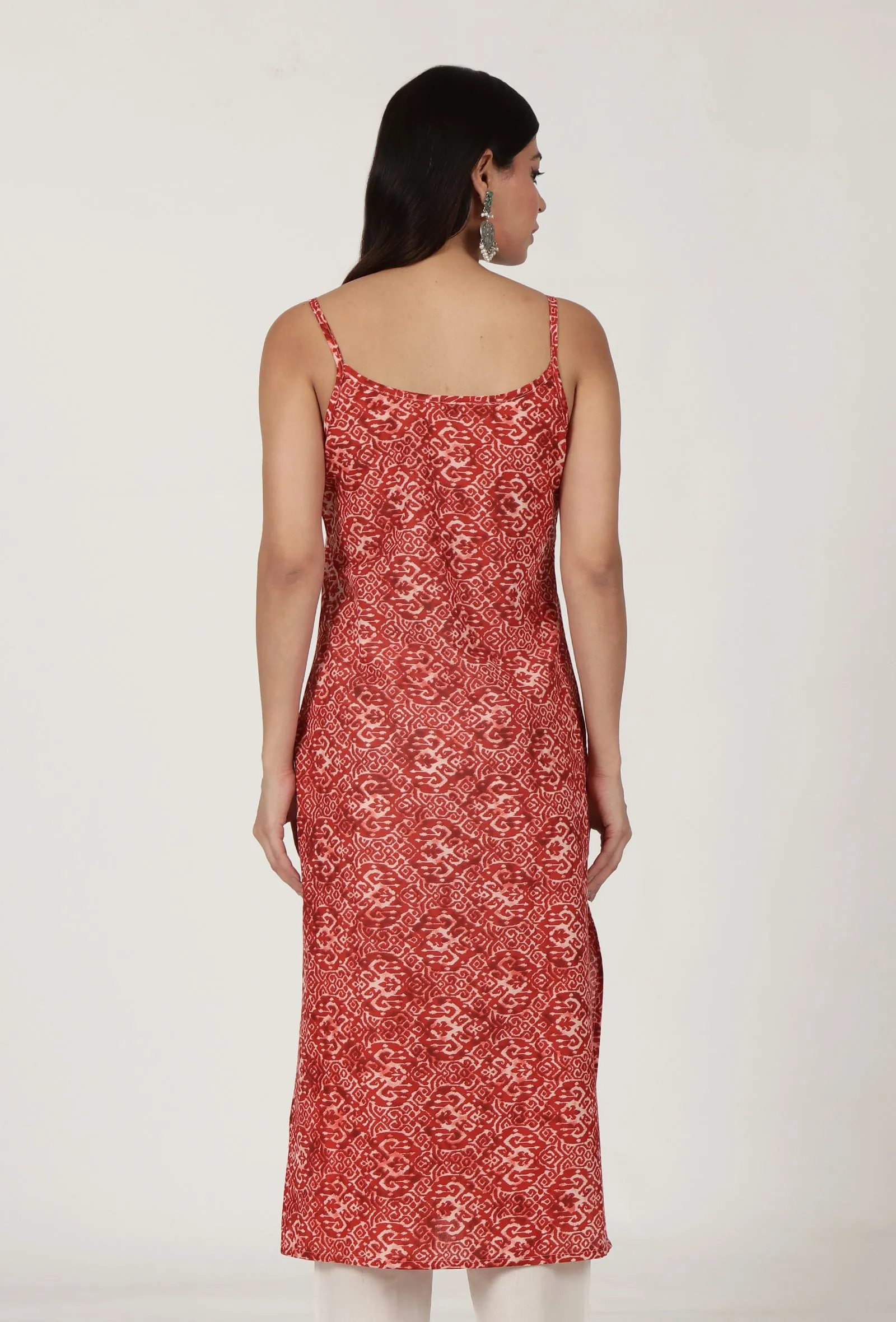 Multi Printed Red Color Cotton Slip