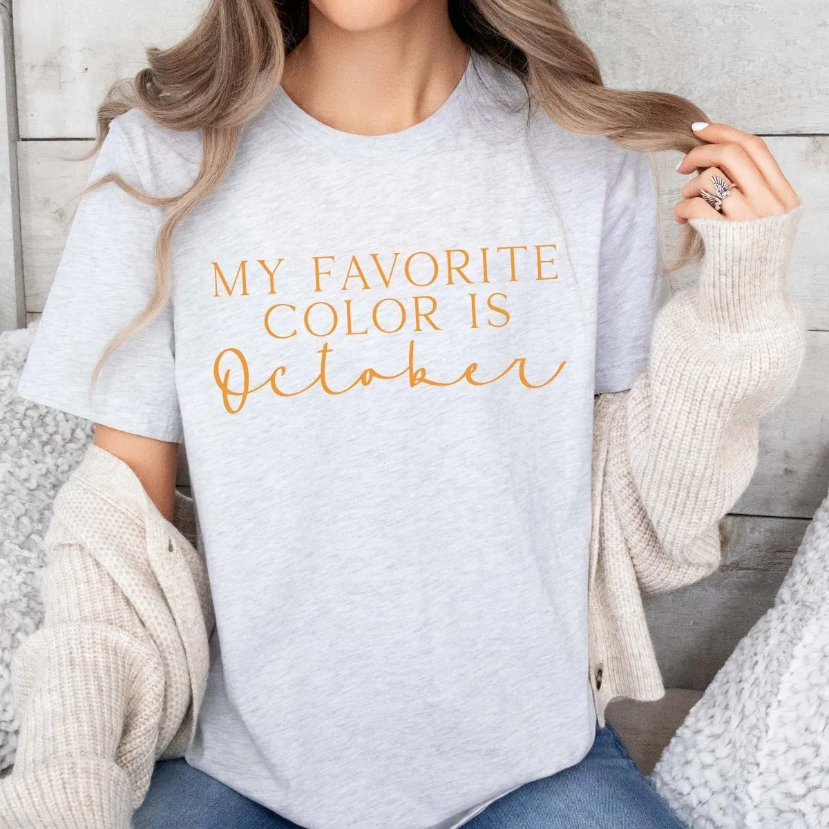 My Favorite Color Is October Wholesale Bella Graphic Tee - Quick Shipping