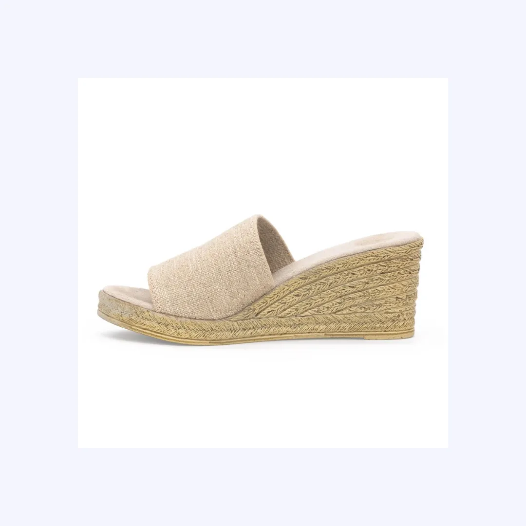 Natural Linen Wedge Slide