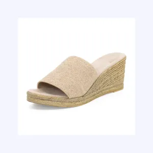 Natural Linen Wedge Slide