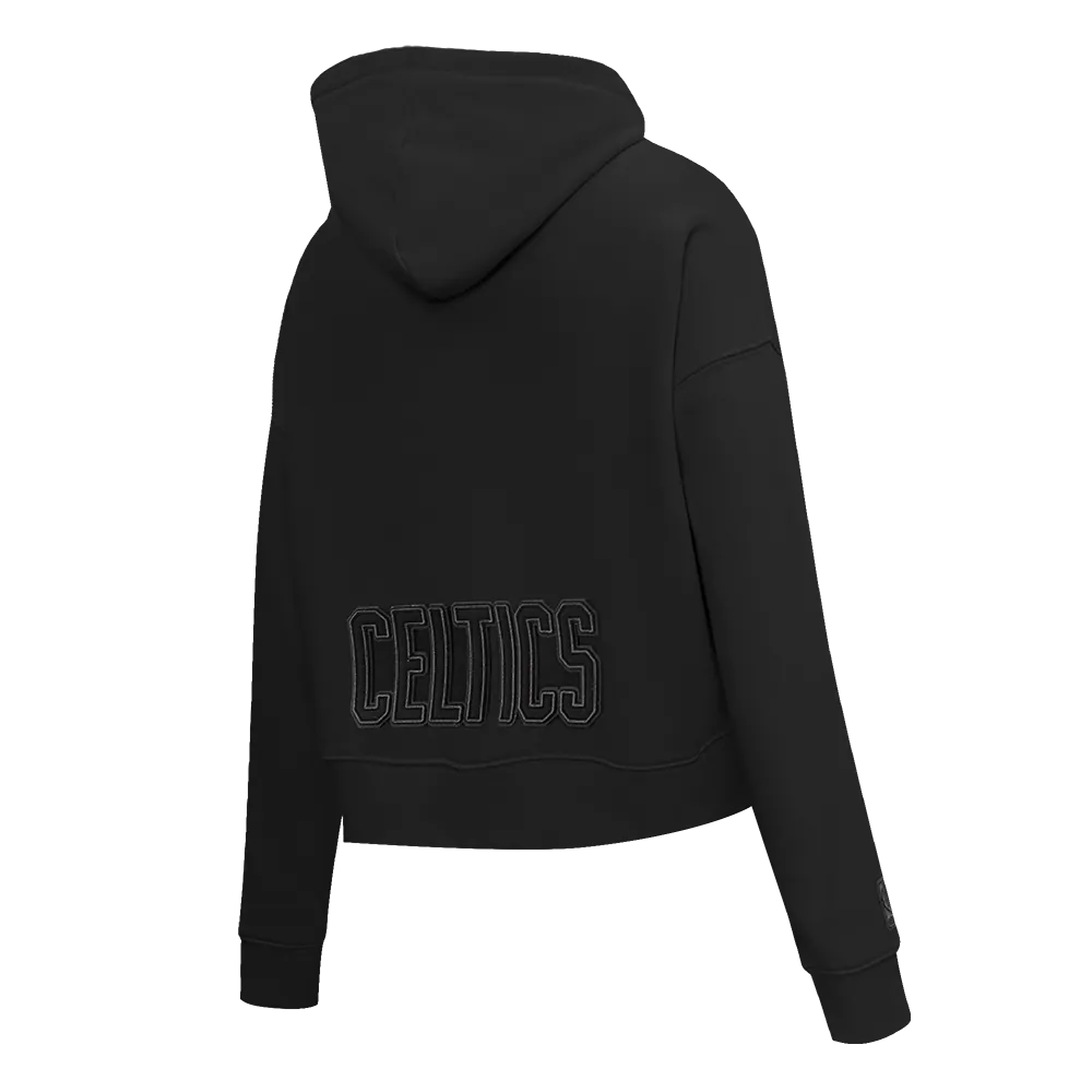 NBA BOSTON CELTICS NEUTRAL WOMENS CROPPED PO HOODIE (BLACK)