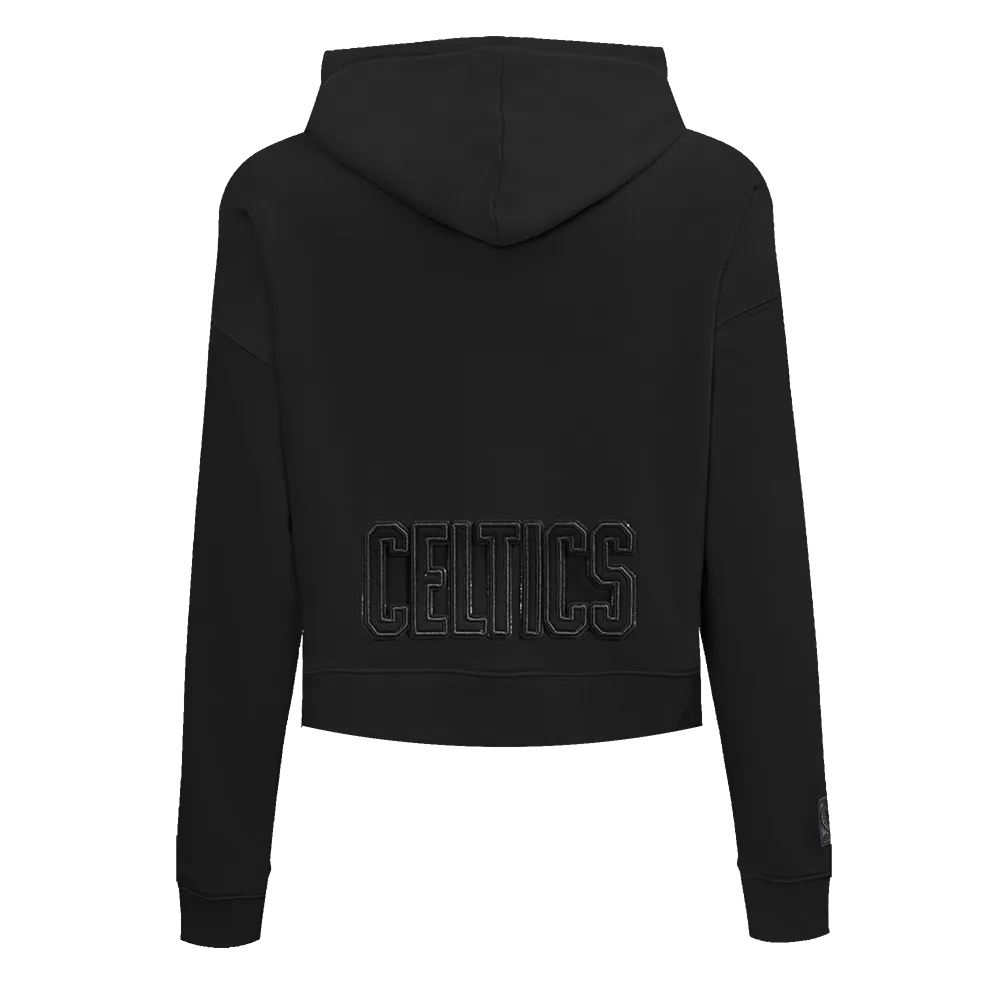 NBA BOSTON CELTICS NEUTRAL WOMENS CROPPED PO HOODIE (BLACK)