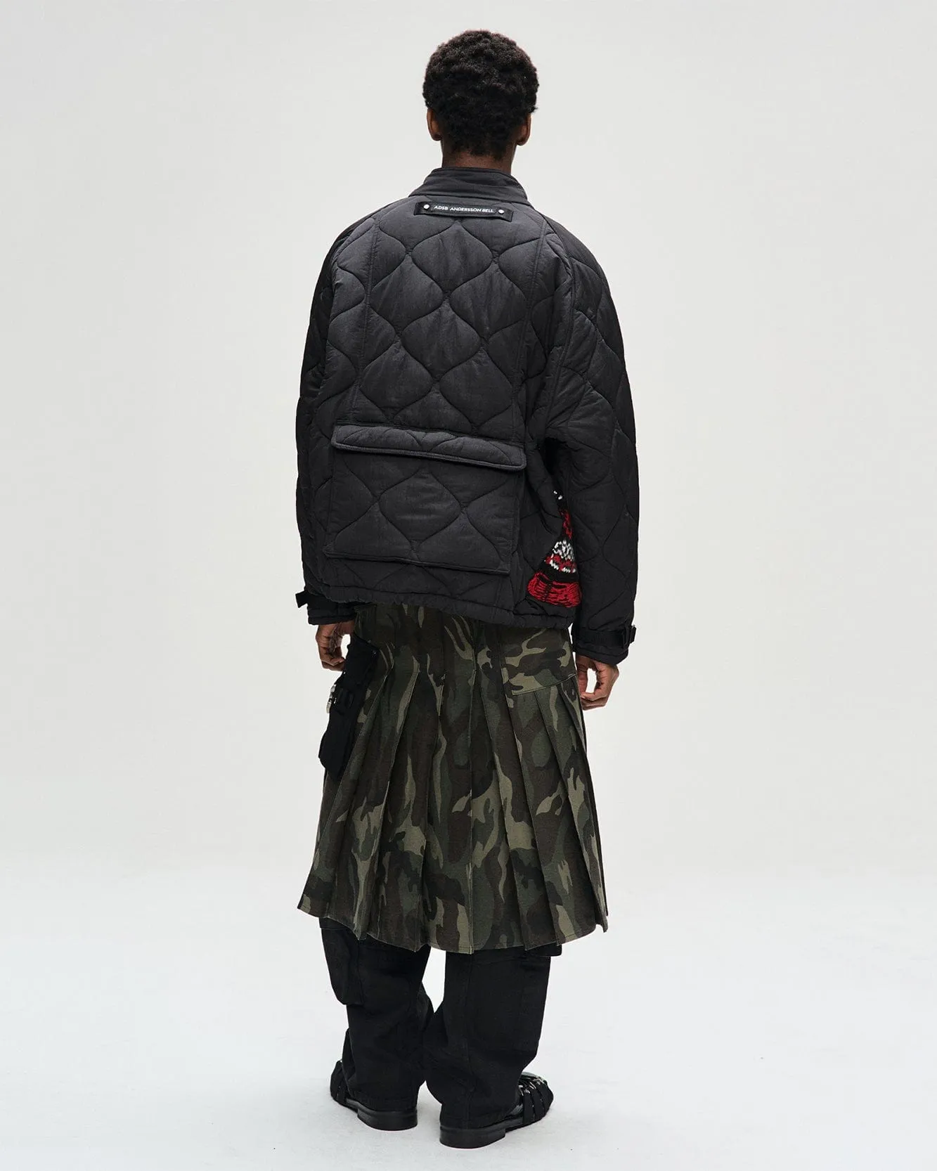 NEW NORDIC KNIT PATCH QUILTED SHORT PARKA awa692m(BLACK)