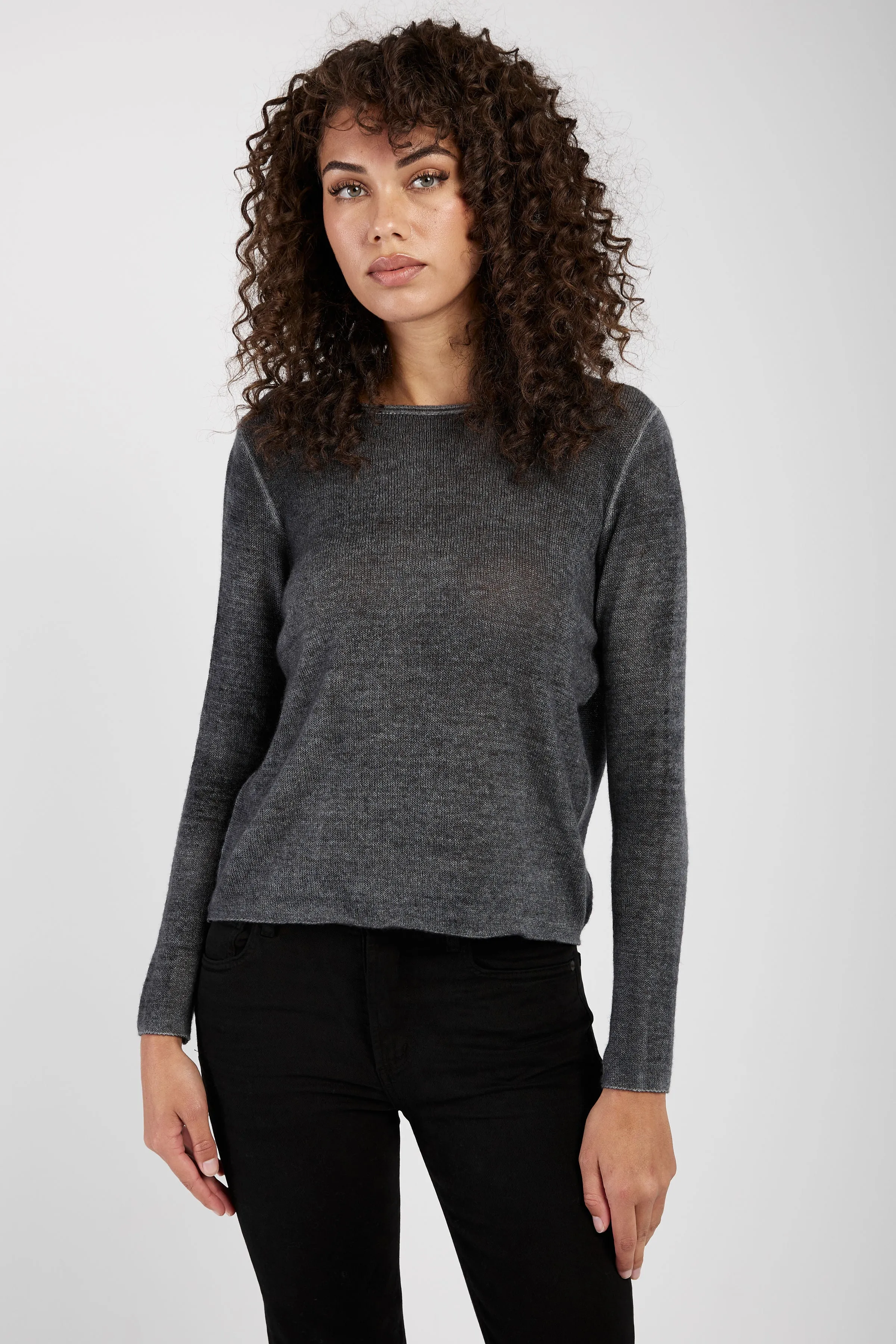 Off Gauge Cashmere Pullover Sweater in Ghiaccio