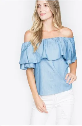 Off The Shoulder Chambray Top