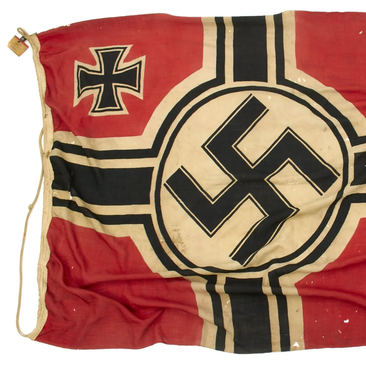 Original German WWII Kriegsmarine Destroyer Z10 Hans Lody Captured Naval Battle Flag with Wartime Markings 150cm x 250cm