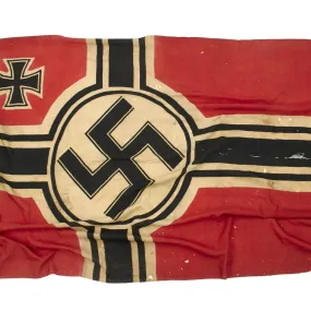 Original German WWII Kriegsmarine Destroyer Z10 Hans Lody Captured Naval Battle Flag with Wartime Markings 150cm x 250cm