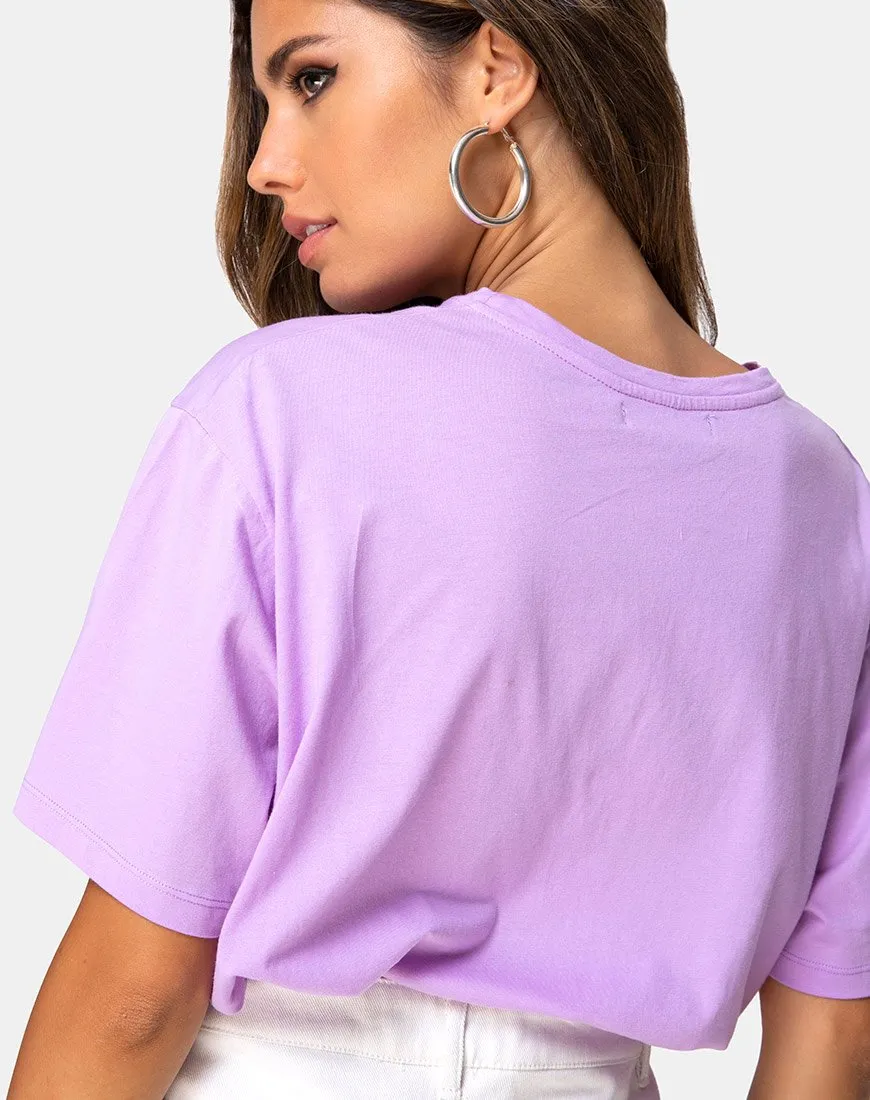 Oversize Basic Tee in Lilac with Angel Embro