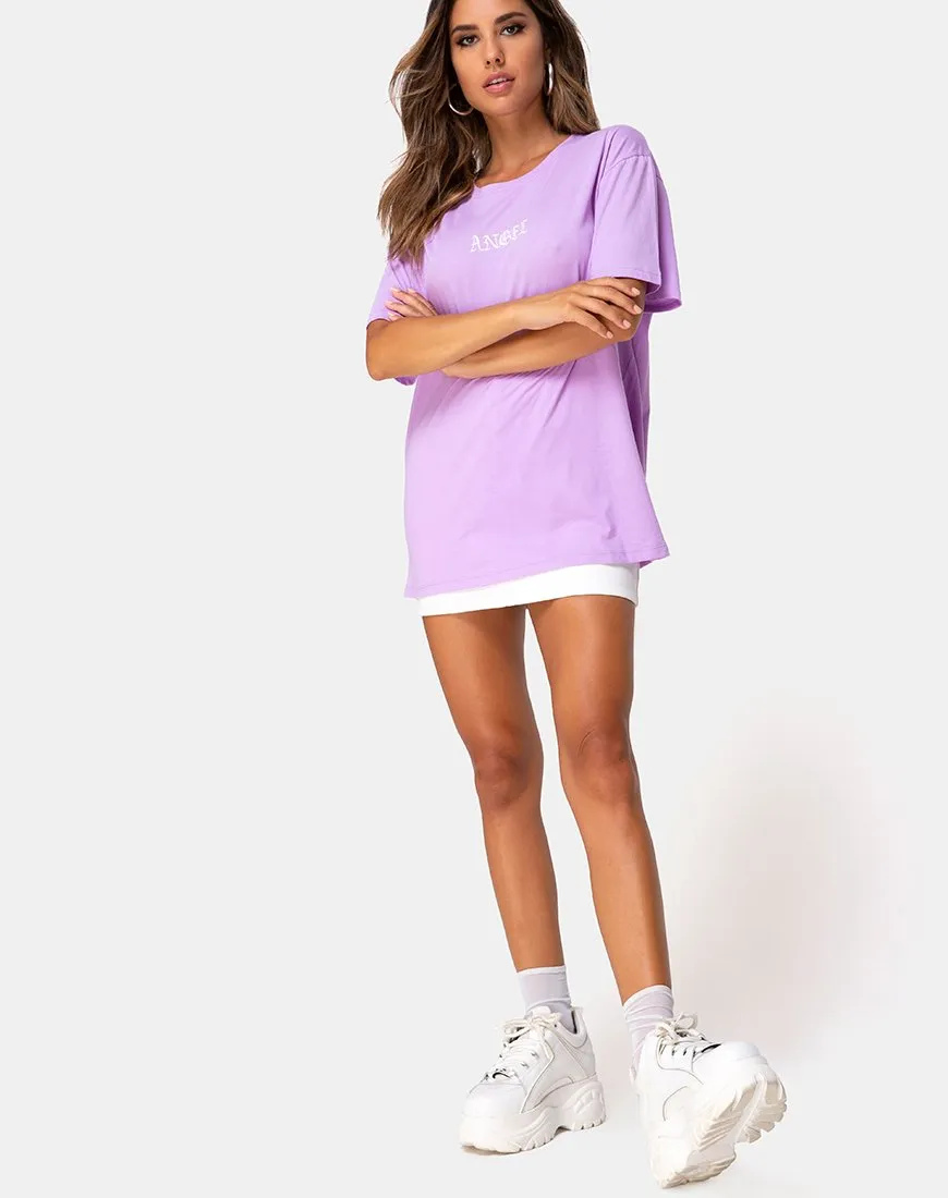 Oversize Basic Tee in Lilac with Angel Embro