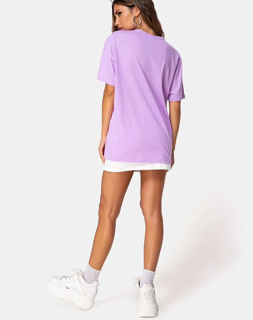 Oversize Basic Tee in Lilac with Angel Embro