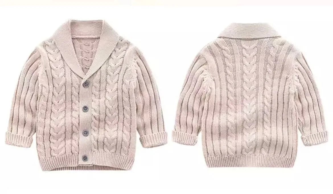 Oxford - Baby Boys Cardigan , Beige Oatmeal