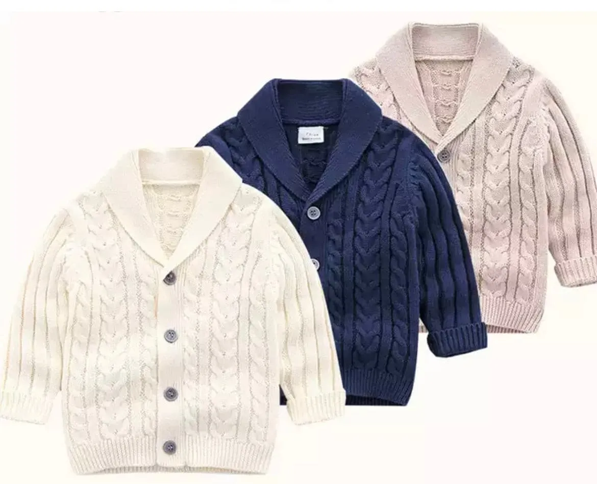 Oxford - Baby Boys Cardigan , Beige Oatmeal