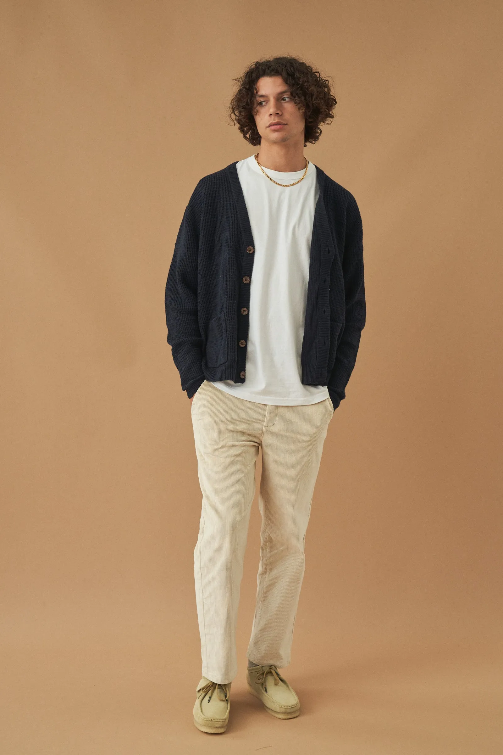 OXFORD NAVY WAFFLE CARDIGAN