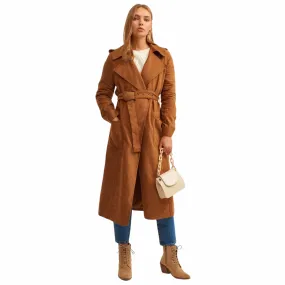 OXXO - Belted Vegan Suede Trench Coat