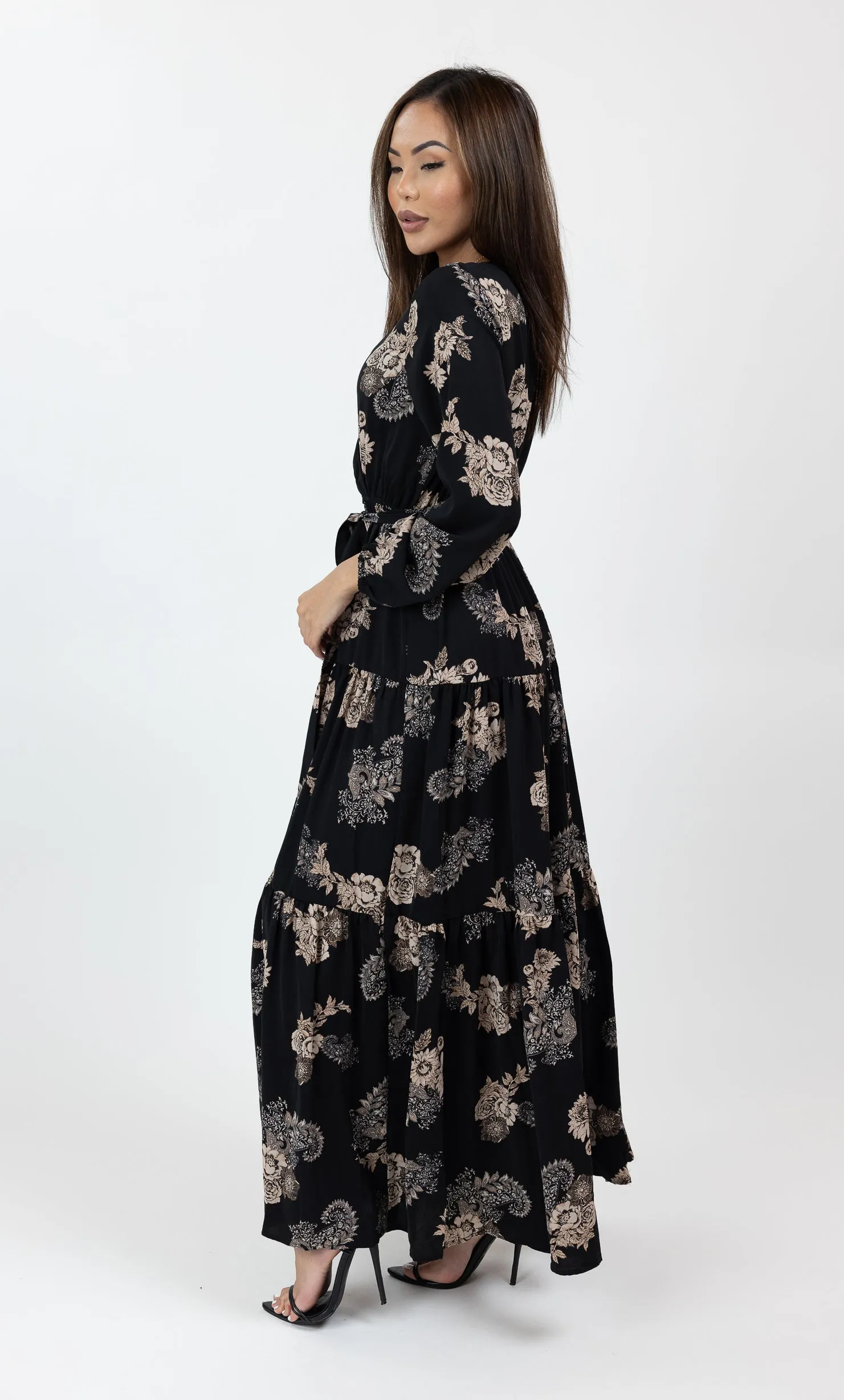 Paisley Cross-Front Tiered Dress