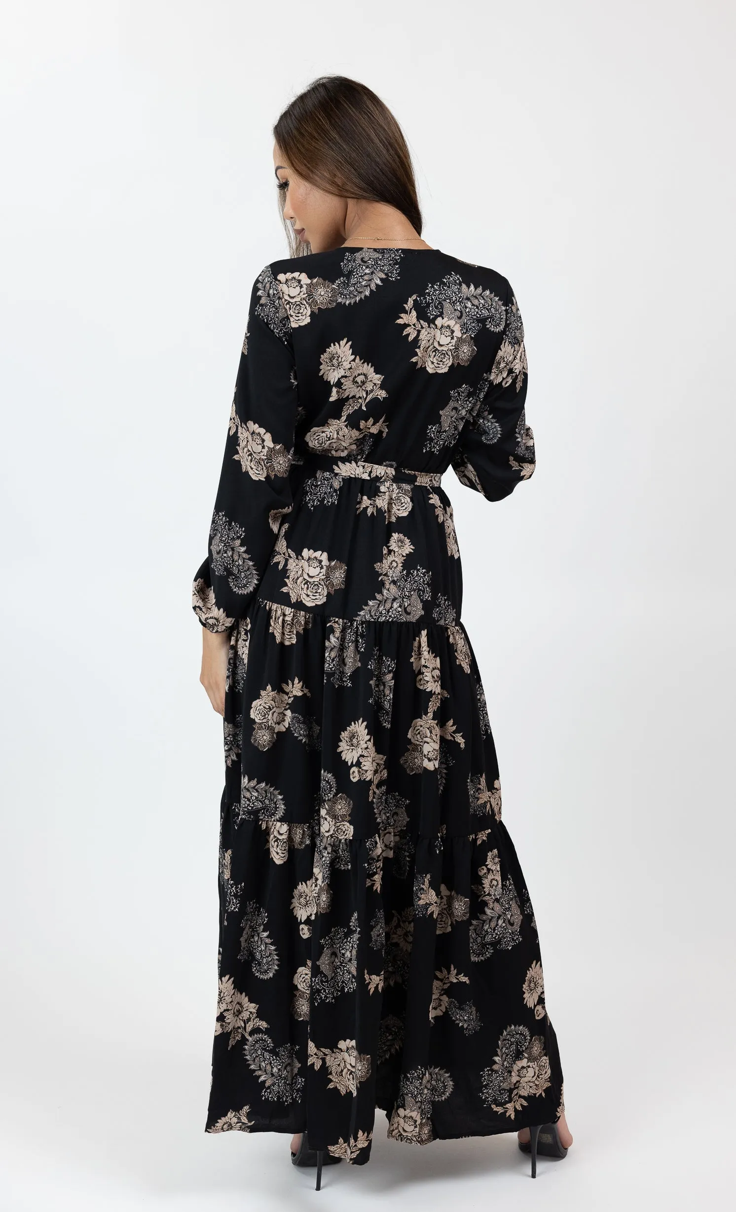 Paisley Cross-Front Tiered Dress