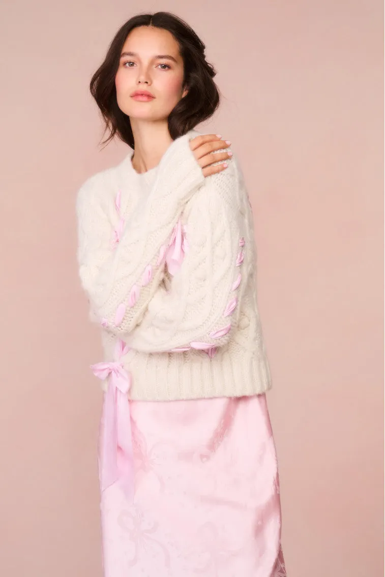 Parson Alpaca-Blend Ribbon Pullover - ICY BLUSH