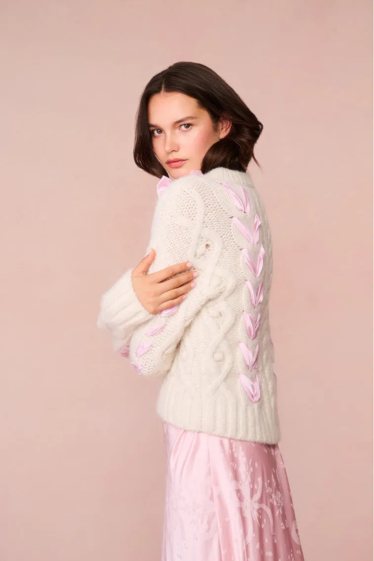 Parson Alpaca-Blend Ribbon Pullover - ICY BLUSH