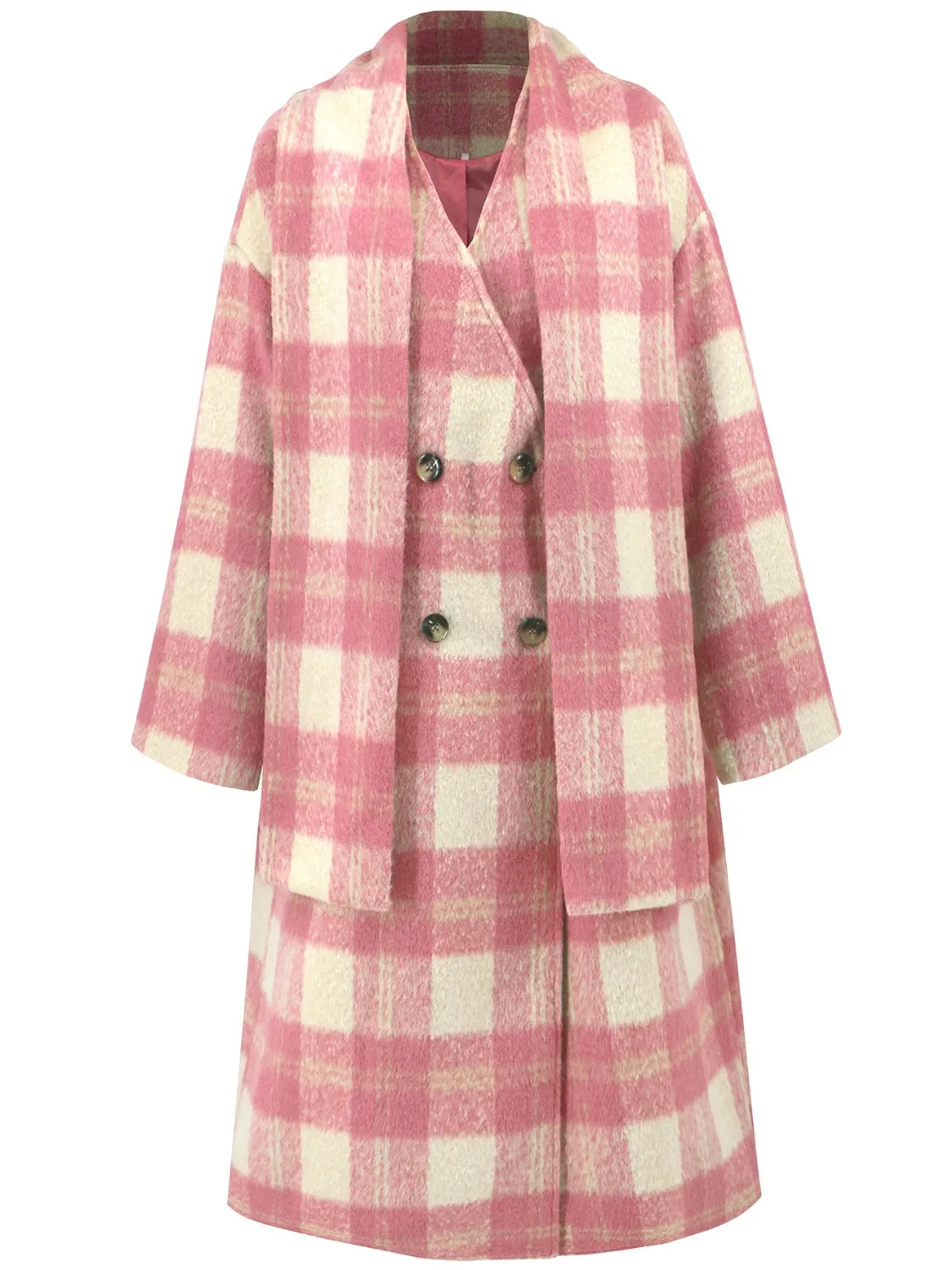 Plaid Button Up Long Sleeve Coat