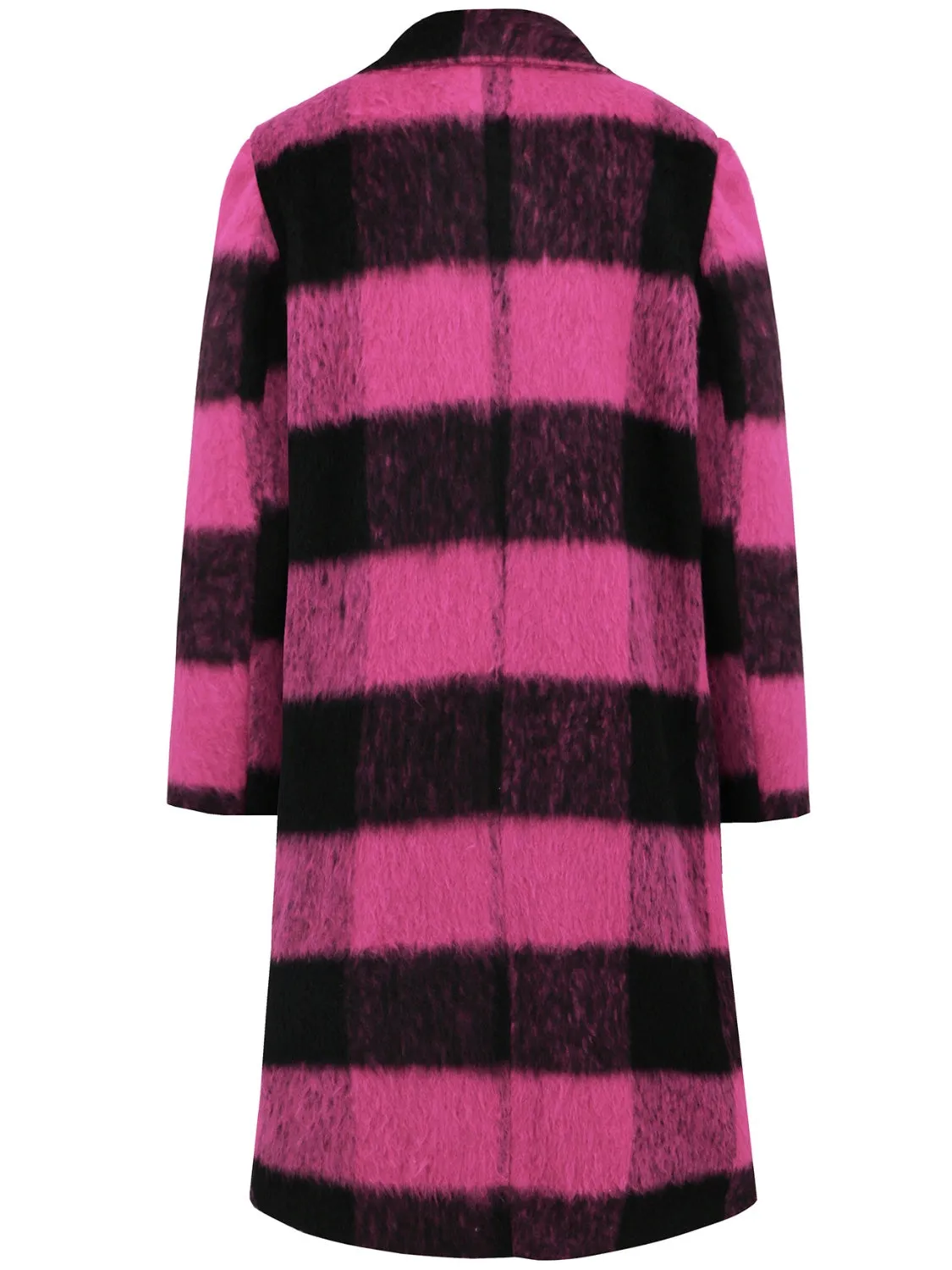 Plaid Double-Breasted Long Sleeve Coat