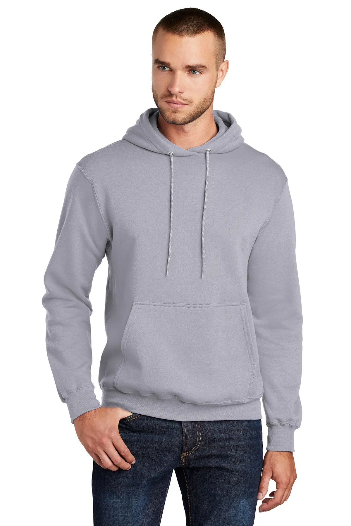 Port & Company Core Fleece Branded Hoodies, Silver