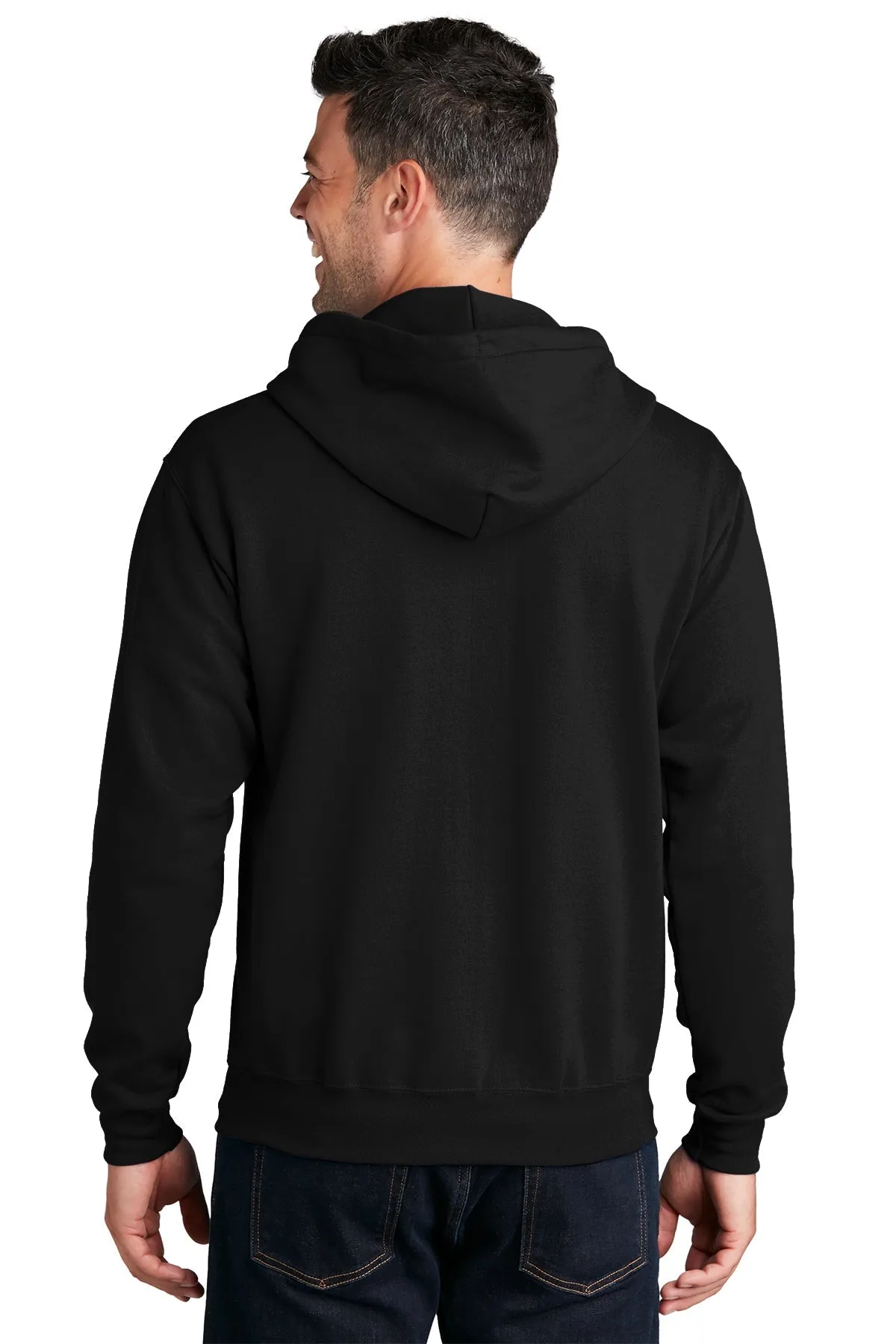 Port & Company Core Fleece Branded Zip Hoodies, Jet Black