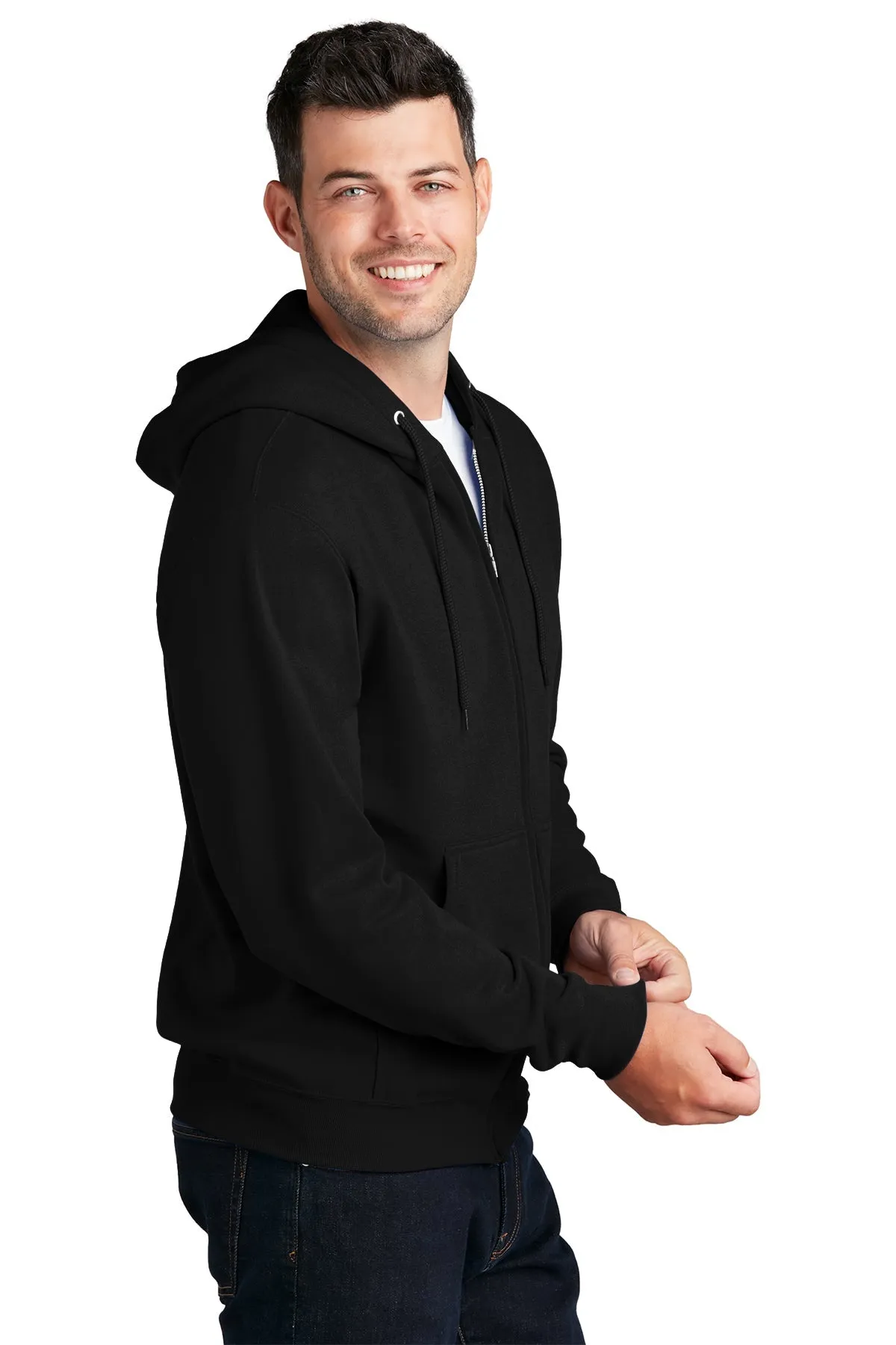 Port & Company Core Fleece Branded Zip Hoodies, Jet Black