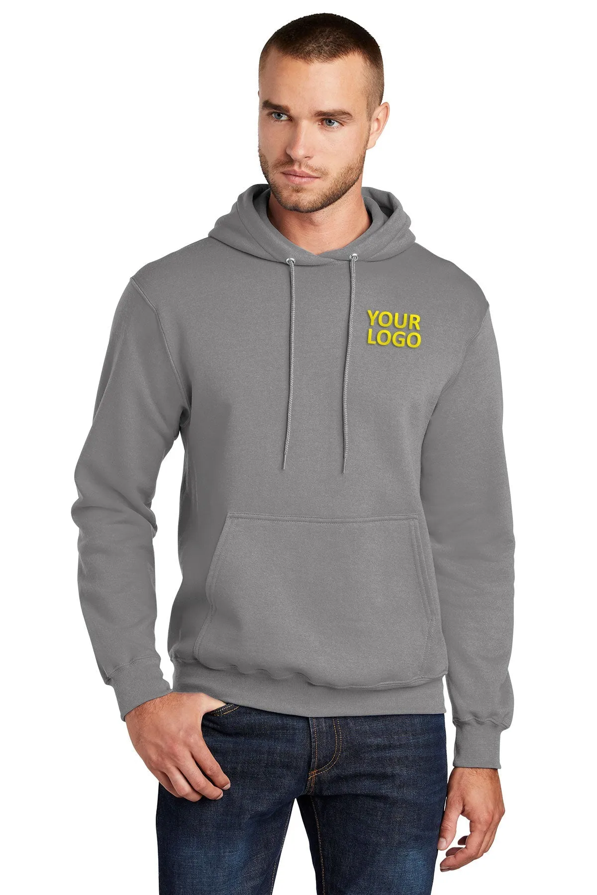 Port & Company Core Fleece Custom Hoodies, Medium Grey