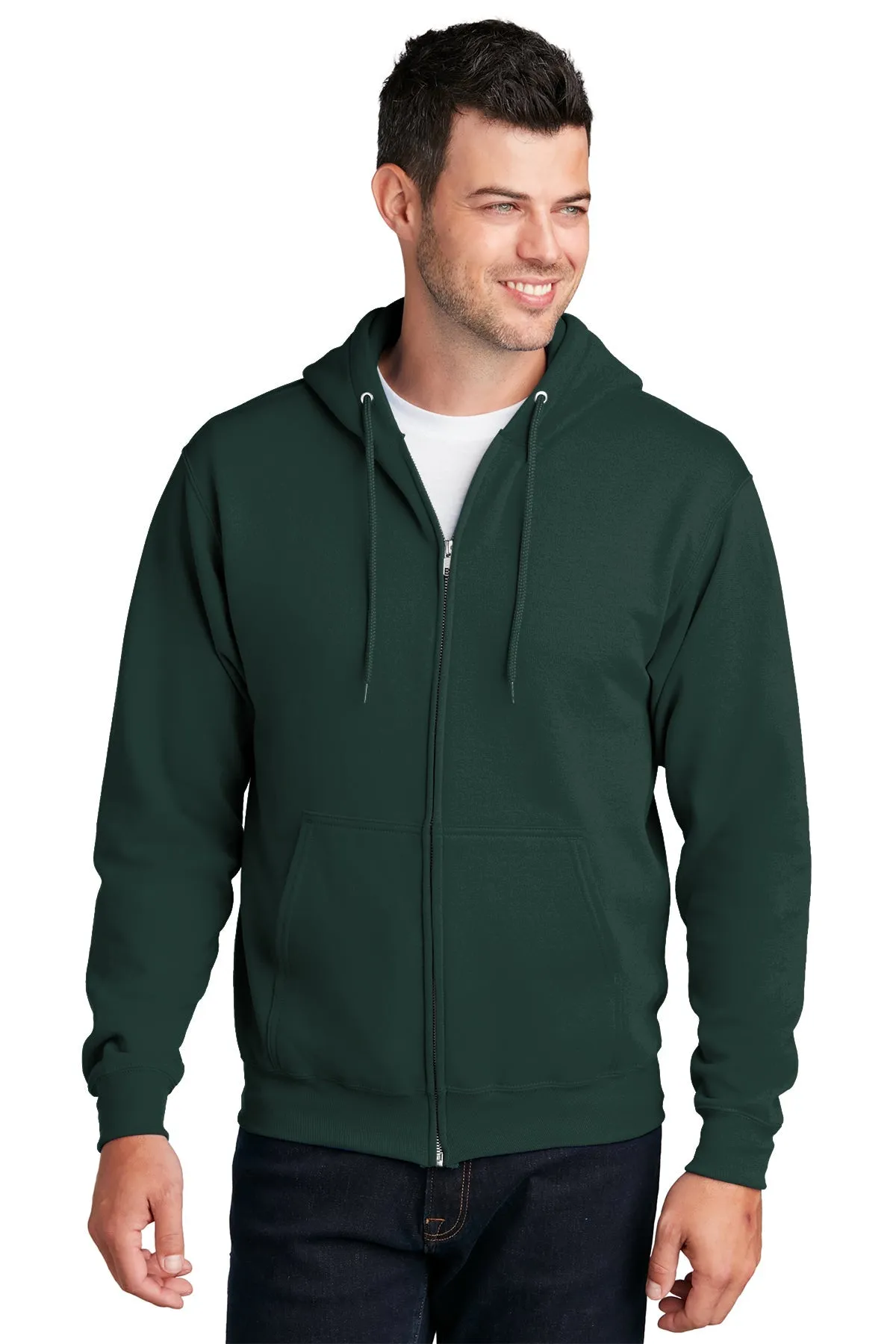 Port & Company Core Fleece Custom Zip Hoodies, Dark Green