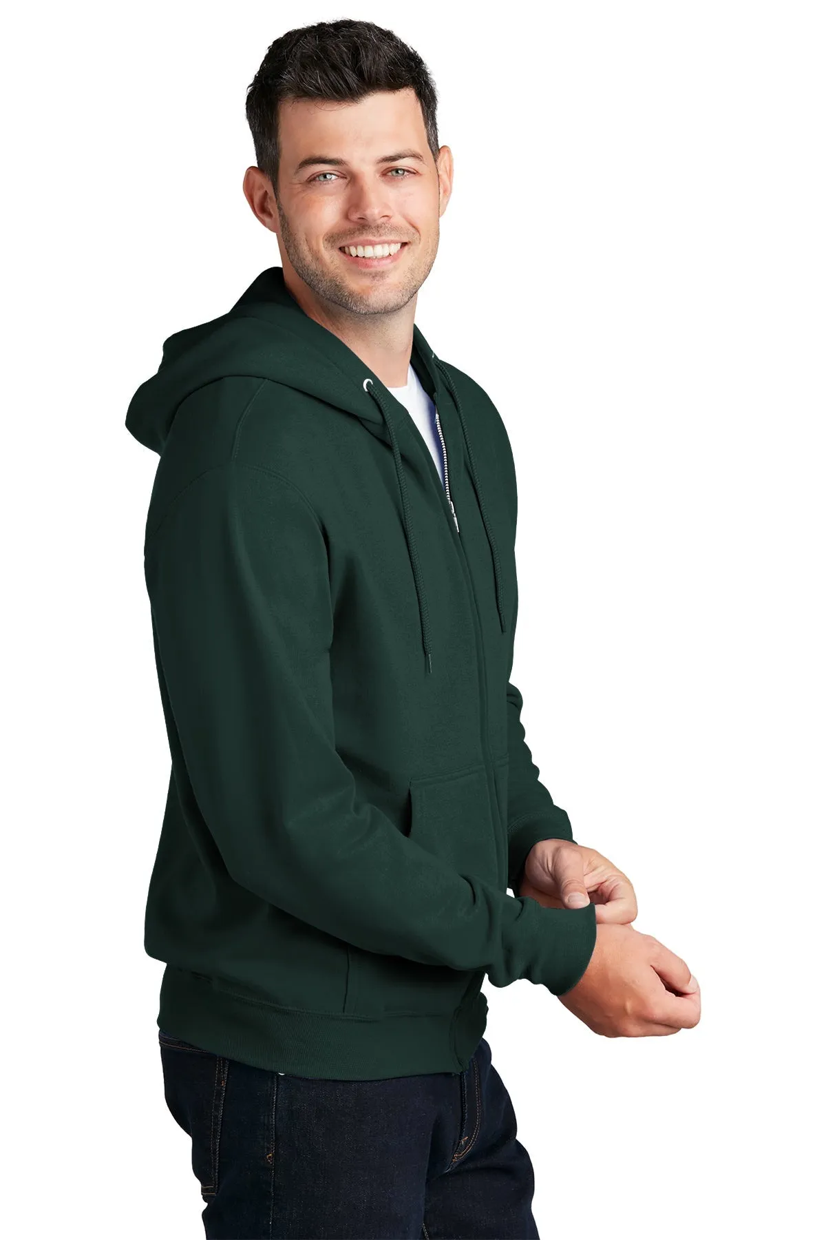 Port & Company Core Fleece Custom Zip Hoodies, Dark Green