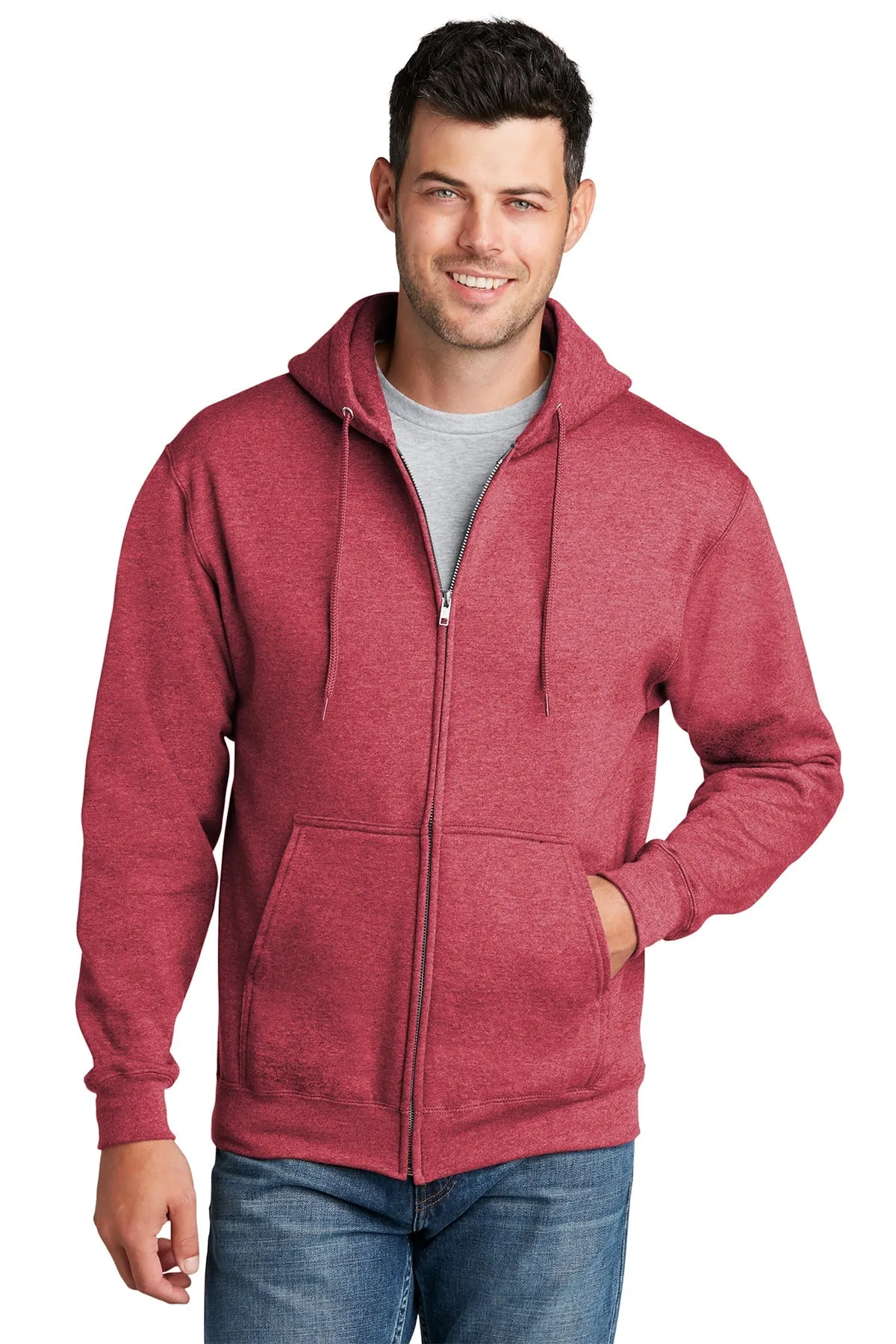 Port & Company Core Fleece Custom Zip Hoodies, Heather Red